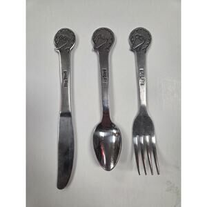 Vintage Big Bird Sesame Street Toddler Silverware Knife Fork Spoon Set of 3
